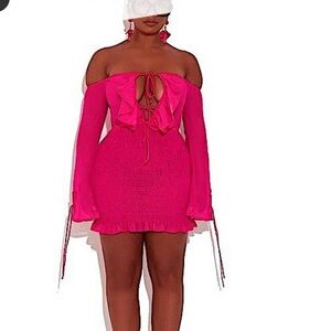 BBX BRAND ruffle hot pink dress size medium
